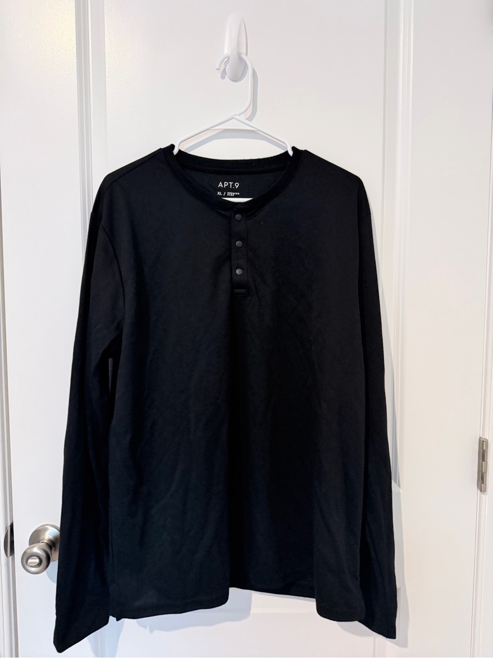 Apt. 9 Black Long-Sleeve Henley Shirt